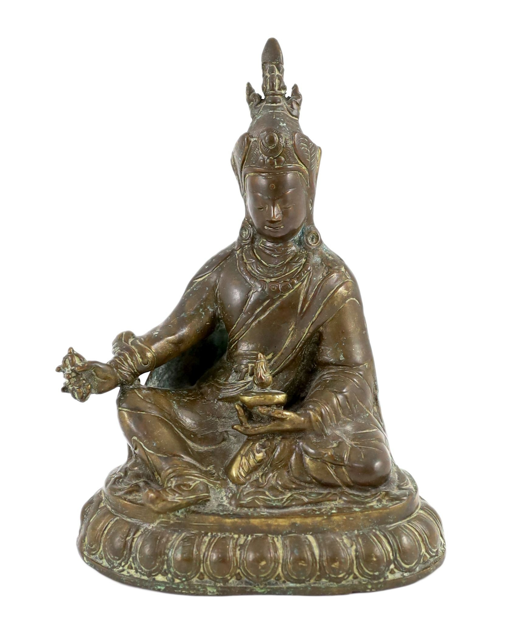 A Nepalese bronze figure of a Bodhisattva, possibly Vajrasattva, 18.5 cm high